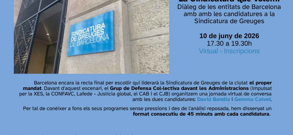 Diàleg de les entitats de Barcelona amb amb les candidatures a la Sindicatura de Greuges